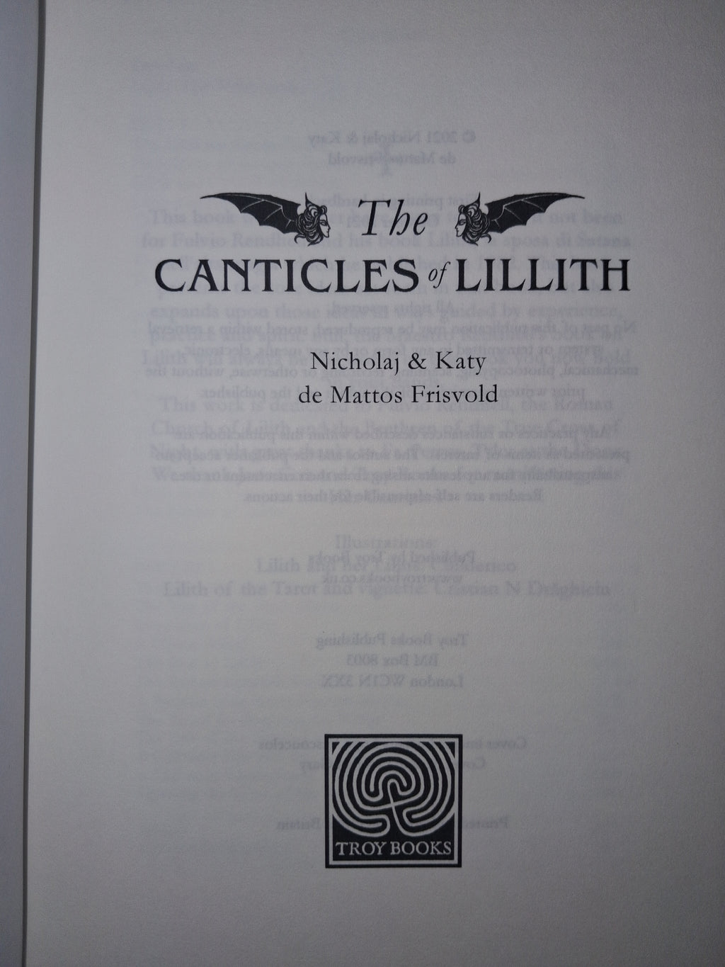 The Canticles of Lilith hardcover - Nicholaj & Katy de Mattos Frisvold