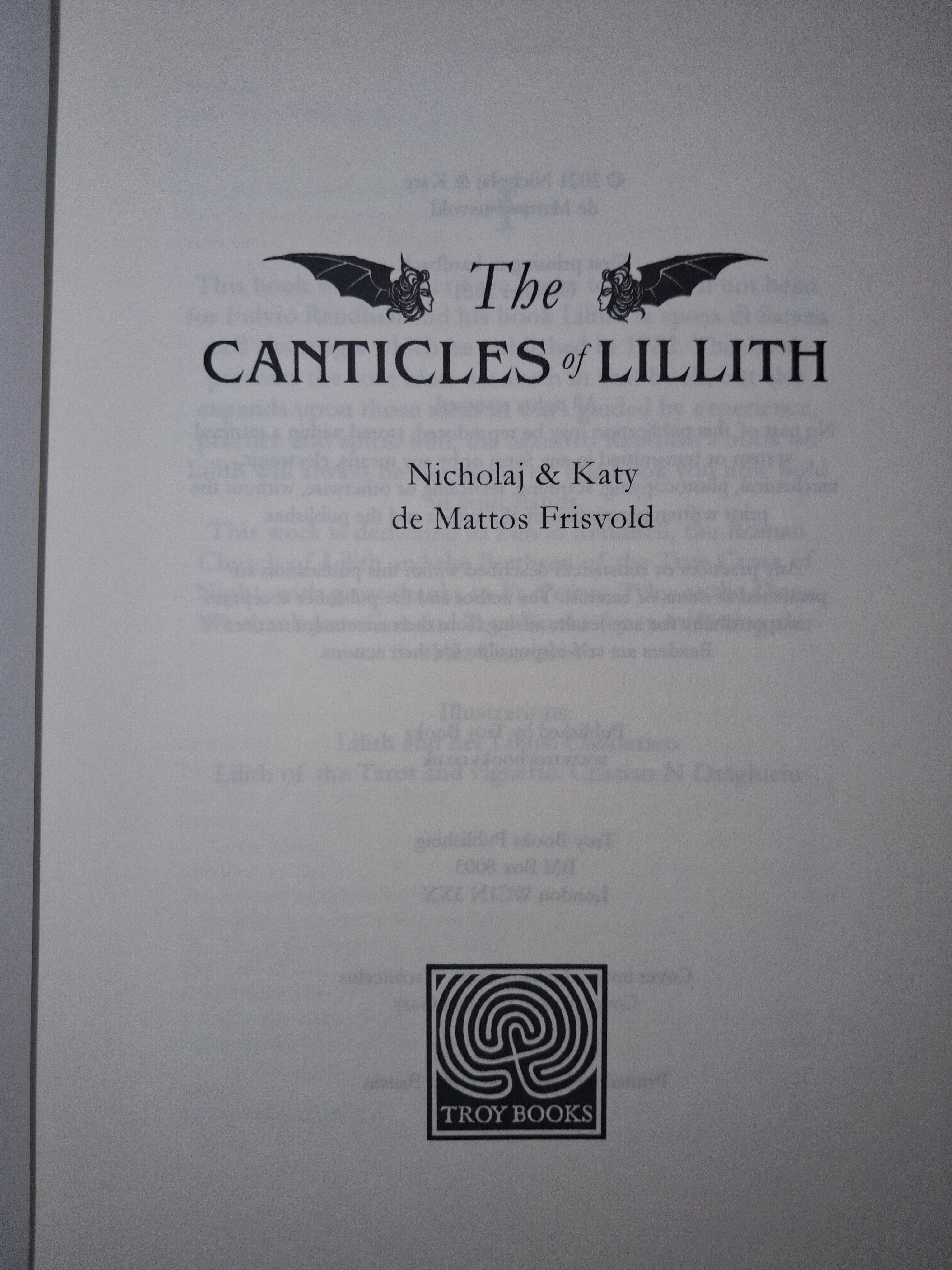 The Canticles of Lilith hardcover - Nicholaj & Katy de Mattos Frisvold