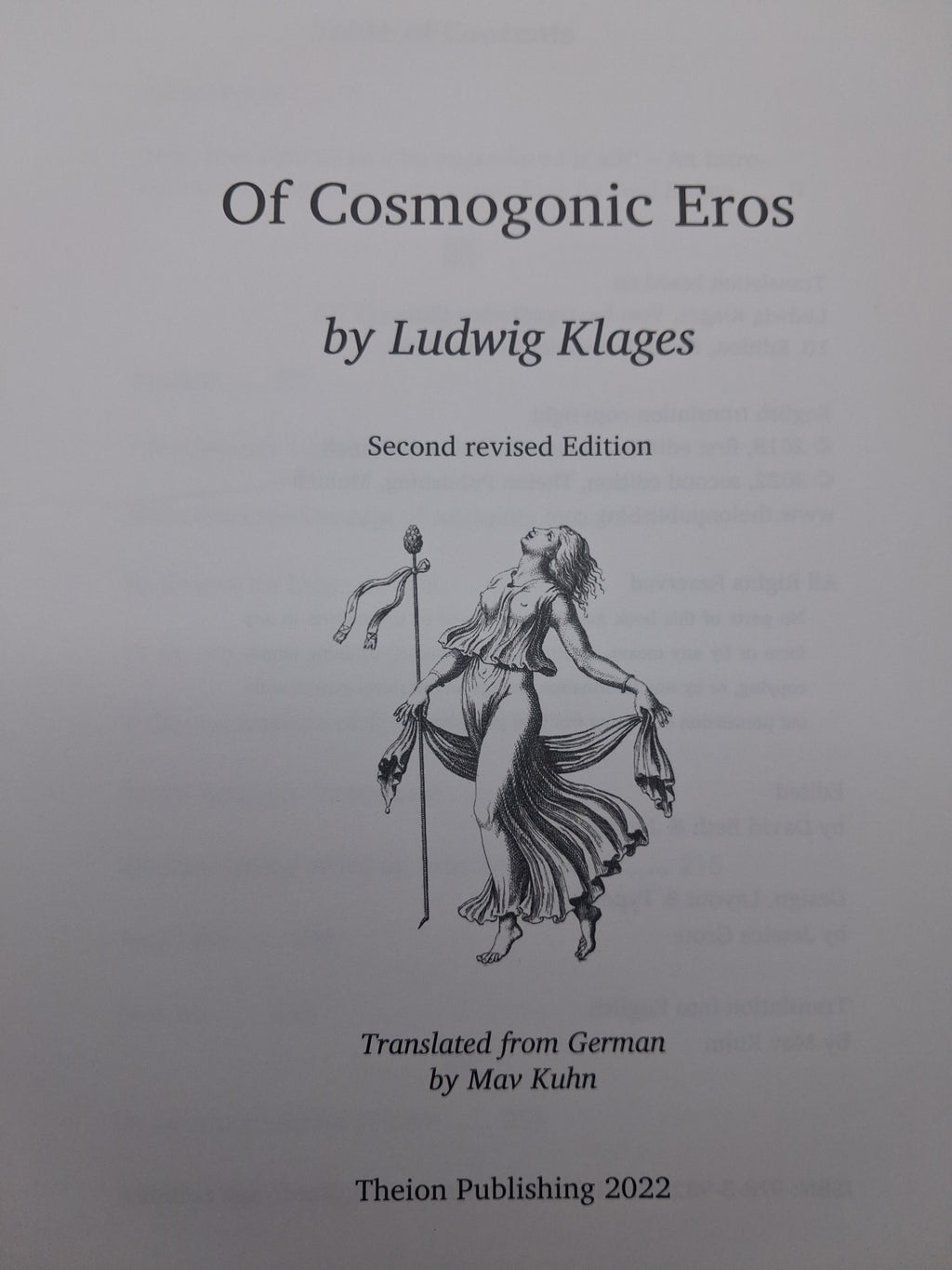 Of Cosmogonic Eros (2nd Edition)by Ludwig Klages