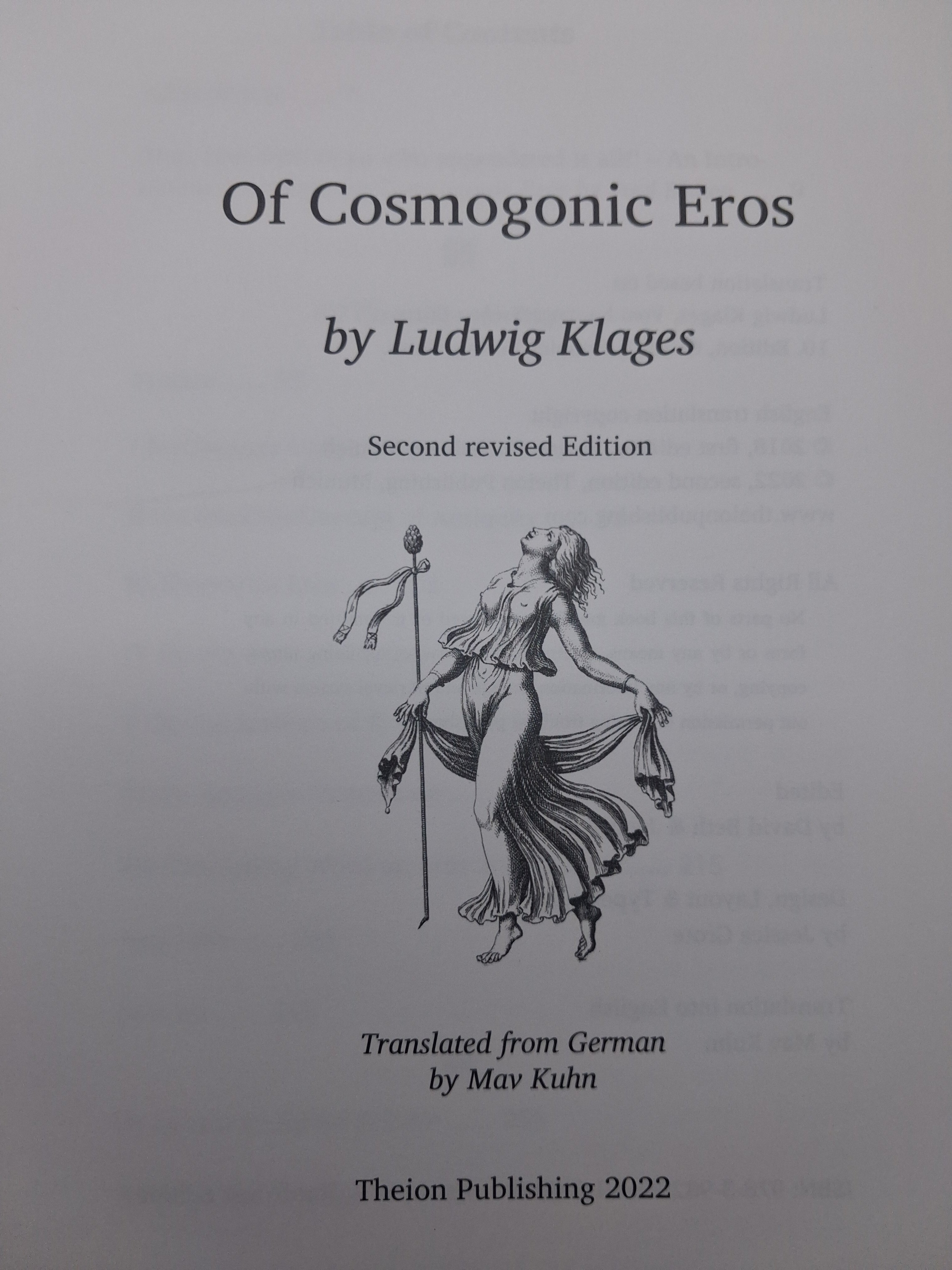 Of Cosmogonic Eros (2nd Edition)by Ludwig Klages
