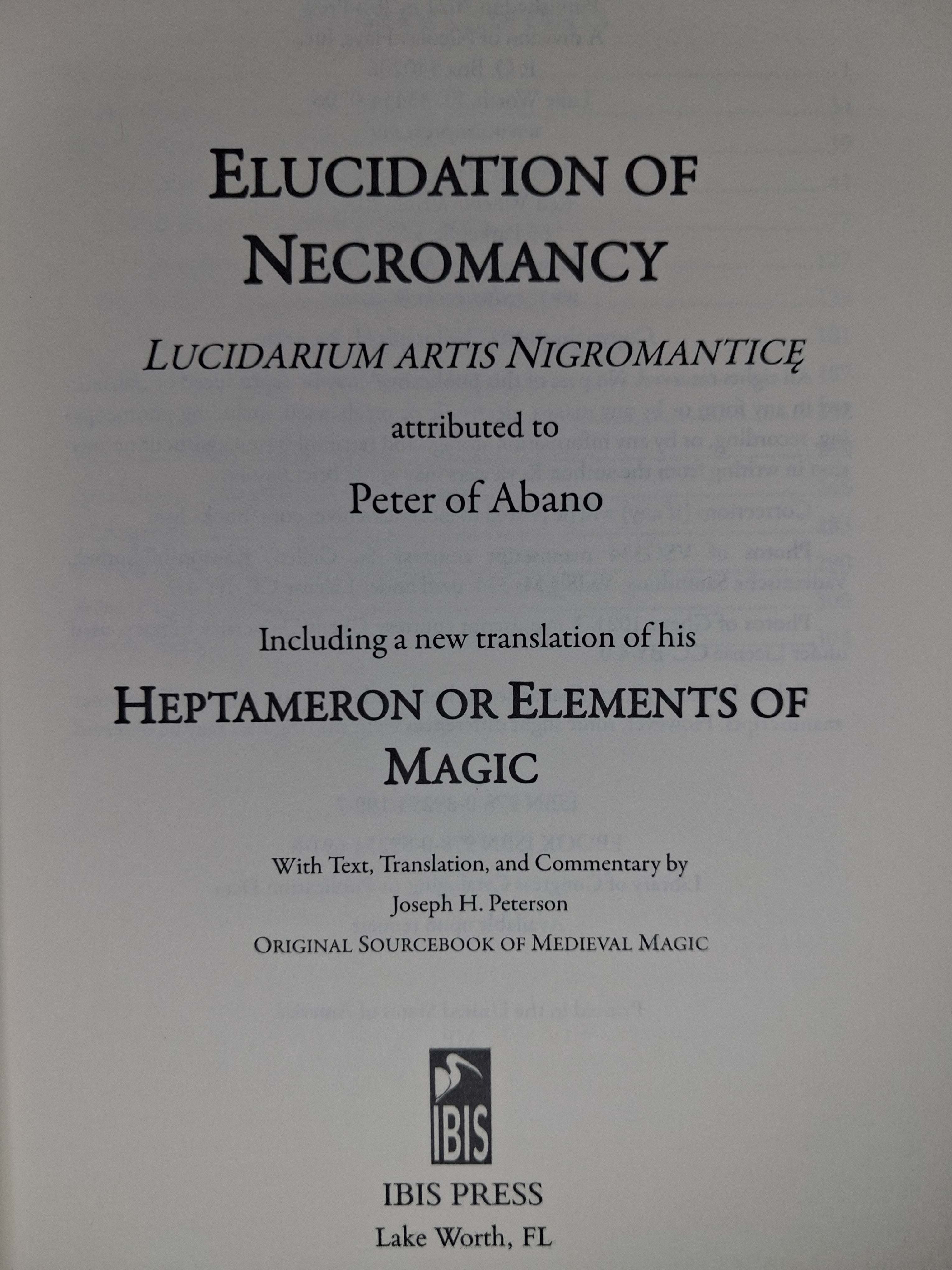 Elucidation of Necromancy: Lucidarium Artis Nigromantice | Joseph H. Peterson