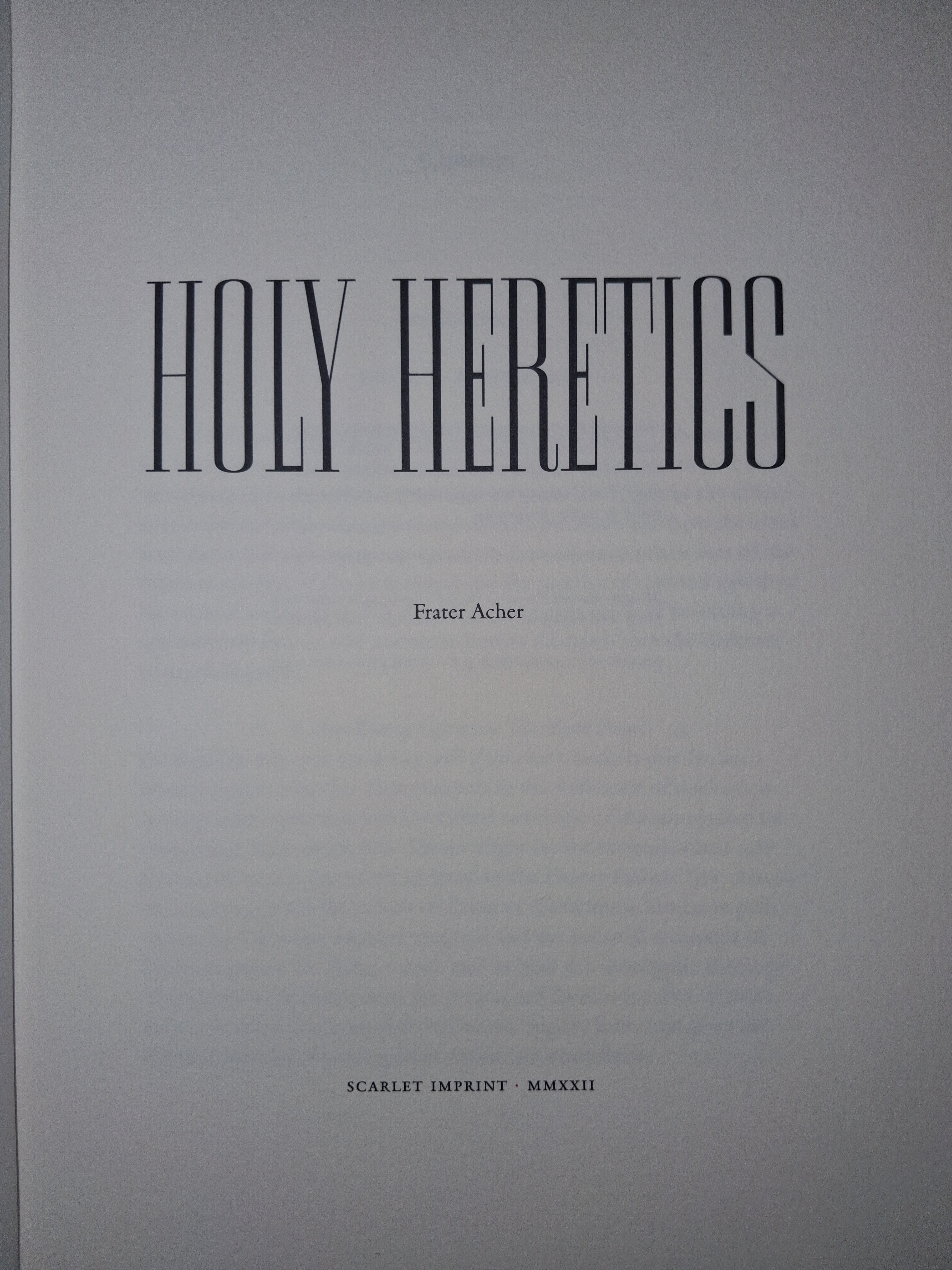 Holy Heretics (Standard Hardback Edition) by Frater Acher – Mysticism, Magic & the Olympic Spirits