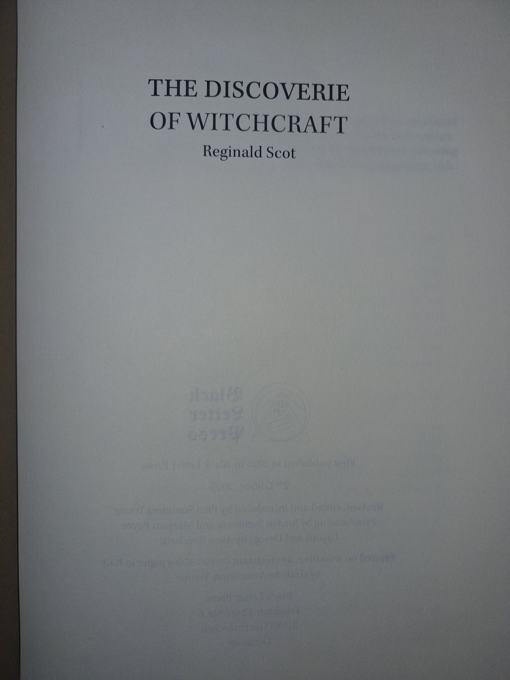 The Discoverie of Witchcraft by Reginald Scot